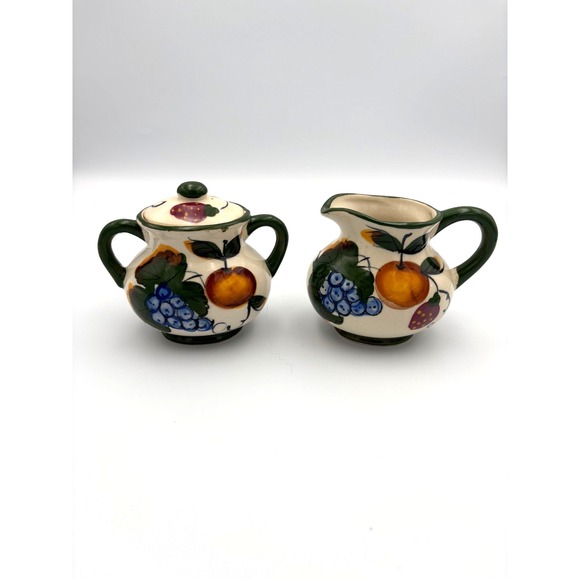 The Unbranded Brand Other - Vintage Hand Painted in Japan‎ Fruit Theme Cream & Sugar Set